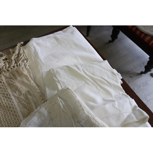 479 - Collection of antique and vintage French small sheets, table cloths etc, please note there will be n... 