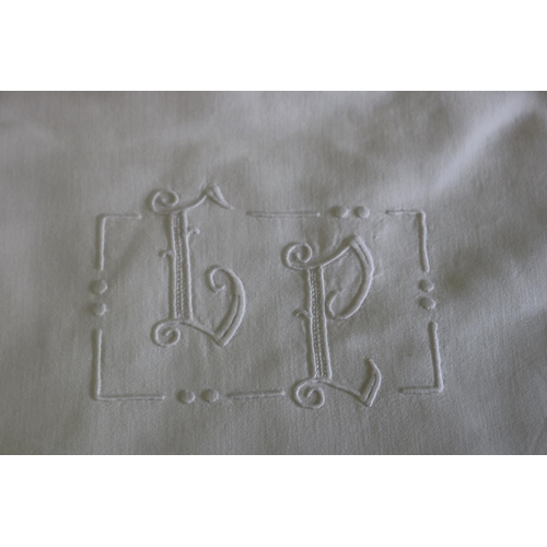 480 - Four Antique French linen bed sheets with initials, please note no measurements will be provided for... 