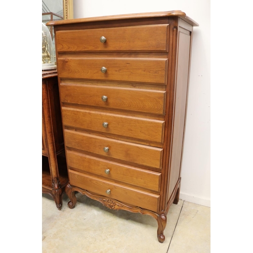 364 - French Louis XV style cherrywood chest of seven drawers, approx 132cm H x 80cm W x 48cm D