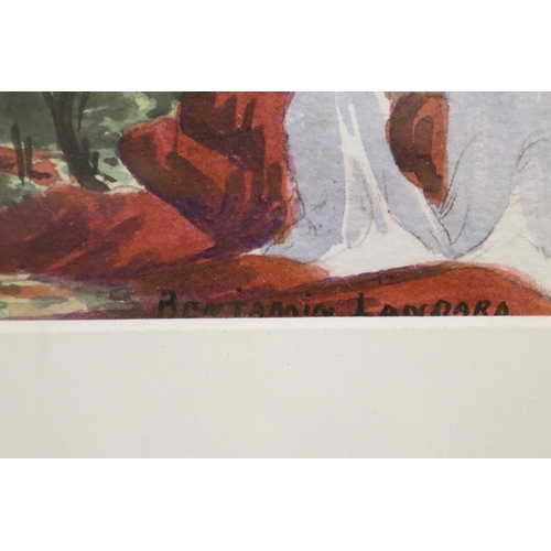 368 - Benjamin Landara (1921-85) Australia (Aboriginal) watercolour, signed lower right, approx 18.5cm x 2... 