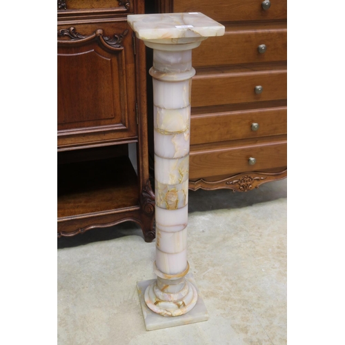 390 - White onyx jardiniere stand, approx 92cm H