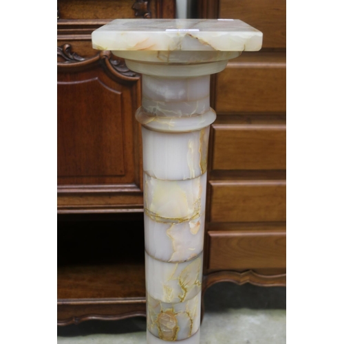 390 - White onyx jardiniere stand, approx 92cm H