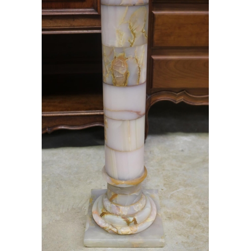 390 - White onyx jardiniere stand, approx 92cm H