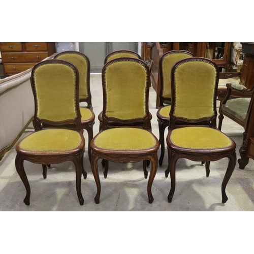 393 - Set of six French Louis XV style dining chairs, with upholstered seats & backs (6)