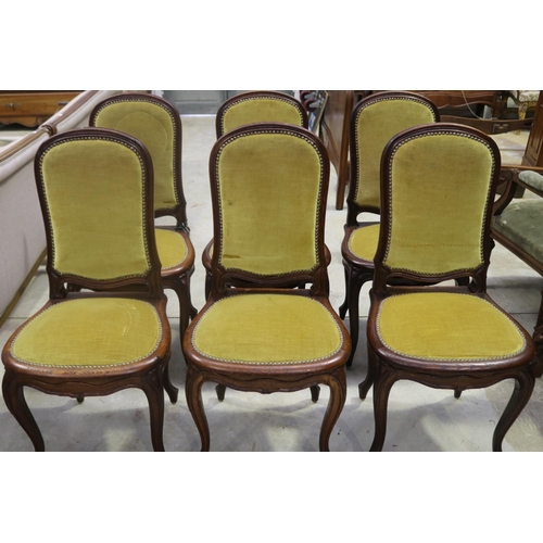 393 - Set of six French Louis XV style dining chairs, with upholstered seats & backs (6)