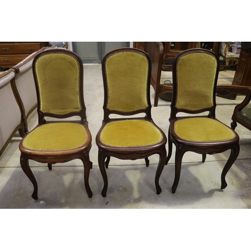 393 - Set of six French Louis XV style dining chairs, with upholstered seats & backs (6)