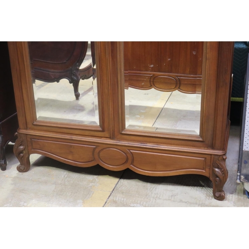 396 - Antique French Louis XV style walnut two door armoire, approx 250cm H x 128cm W x 56cm D