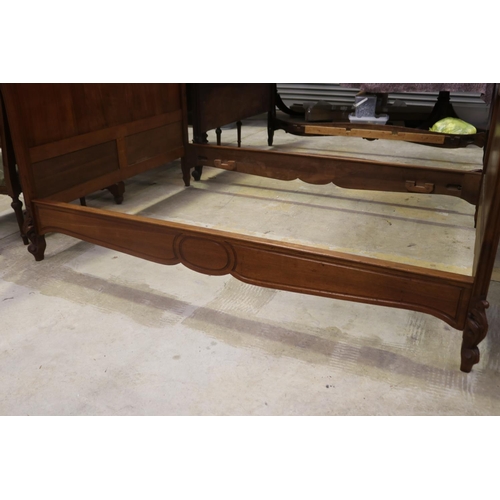 397 - Antique French Louis XV style walnut bed, approx 147cm H x 197cm L x 143cm W