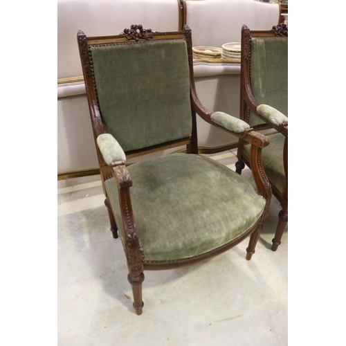 406 - Pair of antique French Louis XVI style armchairs (2)