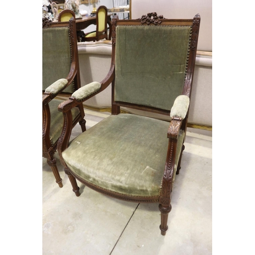 406 - Pair of antique French Louis XVI style armchairs (2)