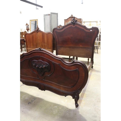 409 - Antique French Louis XV style rosewood bed, approx 170cm H x 200cm L x 167cm W