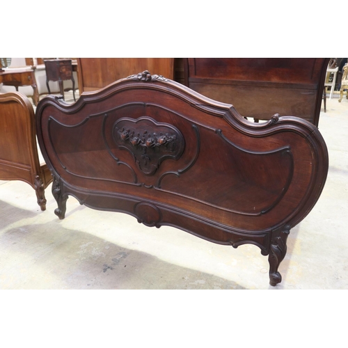409 - Antique French Louis XV style rosewood bed, approx 170cm H x 200cm L x 167cm W