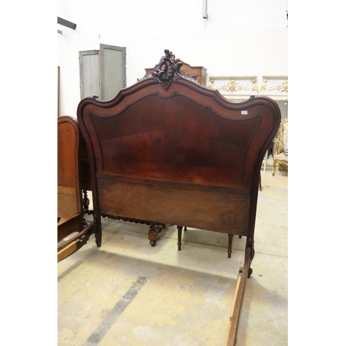 409 - Antique French Louis XV style rosewood bed, approx 170cm H x 200cm L x 167cm W