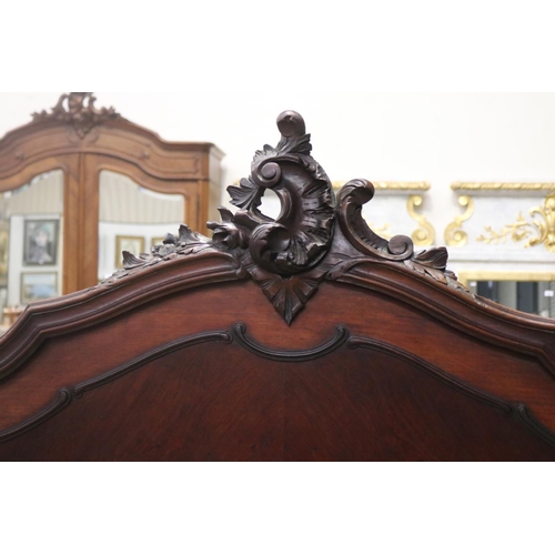 409 - Antique French Louis XV style rosewood bed, approx 170cm H x 200cm L x 167cm W