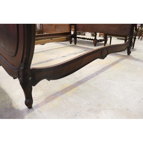 409 - Antique French Louis XV style rosewood bed, approx 170cm H x 200cm L x 167cm W