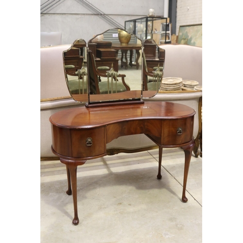 411 - Kidney shaped dressing table, approx 130cm H x 108cm W x 50cm D