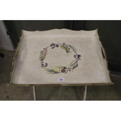 422 - Modern painted tray table, approx 61cm H x 55cm W x 47cm D