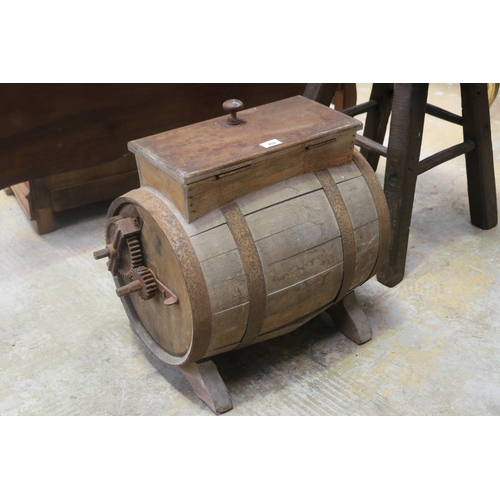 462 - Antique French wooden butter churn, approx 50cm H x 54cm W
