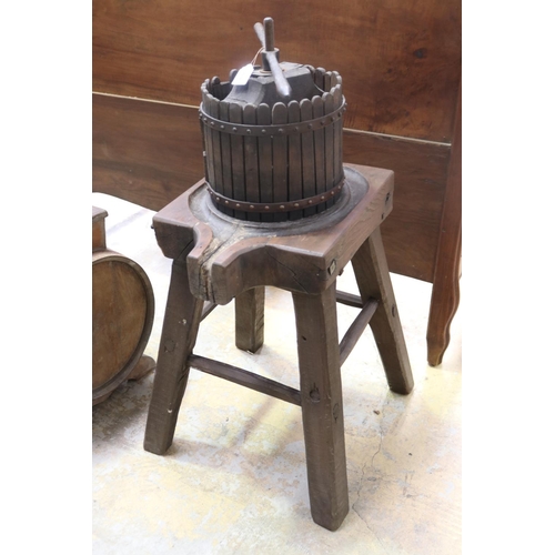 464 - Antique French wine press, approx 90cm H