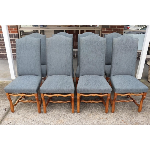504 - Set of eight French style highback dining chairs with mutton bone frames, recently re-upholstered in... 