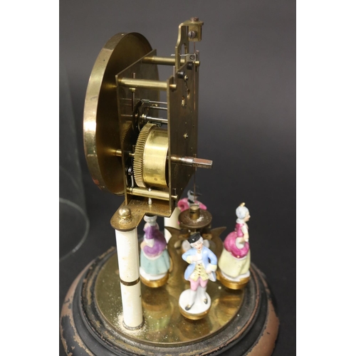 330 - Vintage Kern Germany dome clock, with Continental porcelain figures, no key, untested. approx 27cm H