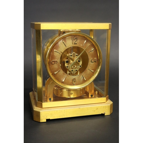 335 - Jaeger LeCoultre Atmos clock, vintage Calibre 519 gold-tone brass and clear glass, circa 1950s, feat... 