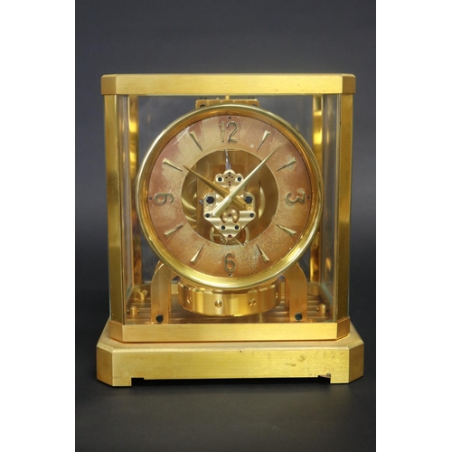 335 - Jaeger LeCoultre Atmos clock, vintage Calibre 519 gold-tone brass and clear glass, circa 1950s, feat... 