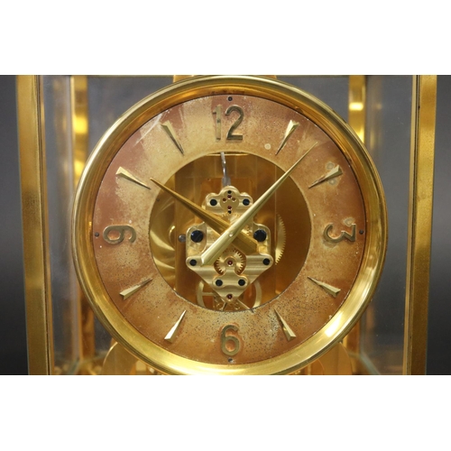 335 - Jaeger LeCoultre Atmos clock, vintage Calibre 519 gold-tone brass and clear glass, circa 1950s, feat... 