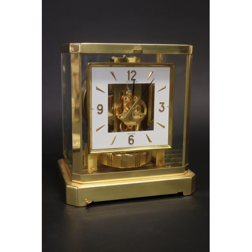 337 - Jaeger LeCoultre Atmos clock, running at time of inspection, approx 24cm H x 21cm W x 16cm D