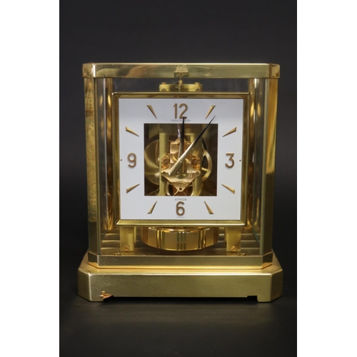 337 - Jaeger LeCoultre Atmos clock, running at time of inspection, approx 24cm H x 21cm W x 16cm D