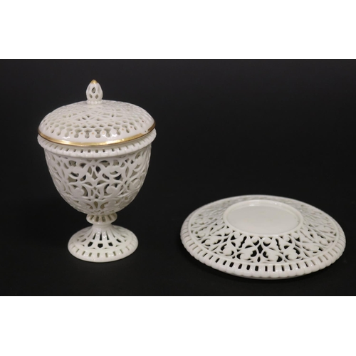 340 - Granger & Co Royal China Works Worcester lidded reticulated vase & a lidded potpurri on stand, both ... 