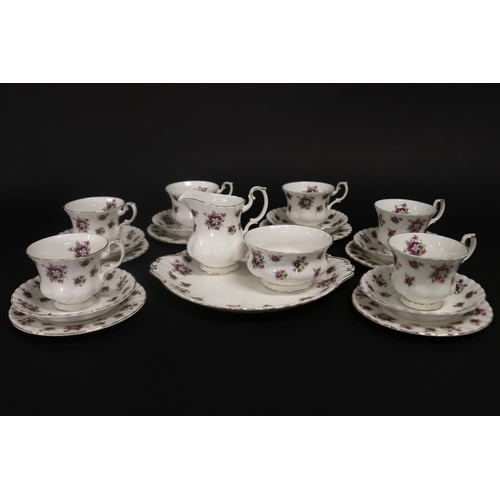 350 - Royal Albert Sweet violets tea service for six, approx 21 pieces