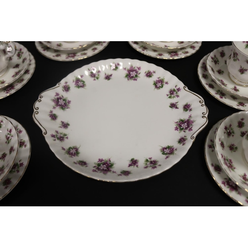 350 - Royal Albert Sweet violets tea service for six, approx 21 pieces