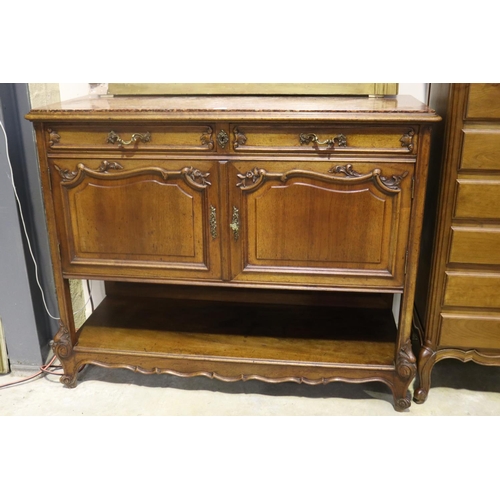 360 - Antique French Louis XV style marble topped sideboard, approx 102cm H x 125cm W x 51cm D