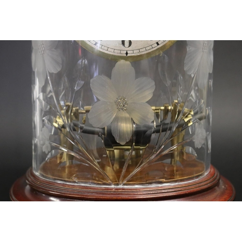 401 - Antique Bulle eclectric clock under cut crystal dome, has pendulum but no key, untested, approx 38cm... 