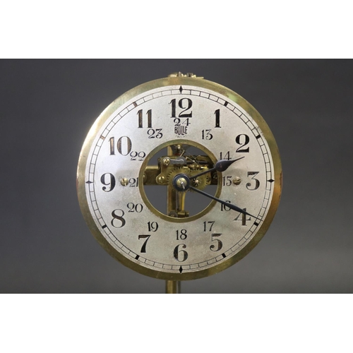 401 - Antique Bulle eclectric clock under cut crystal dome, has pendulum but no key, untested, approx 38cm... 
