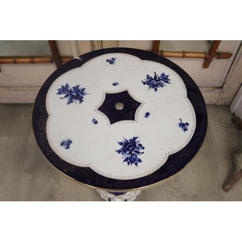 451 - Continental porcelain table, approx 64cm H x 46cm Dia