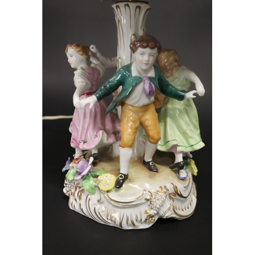 452 - Continental porcelain figural lamp, approx 44cm H