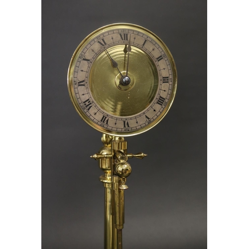 456 - Brass pedestal clock, has pendulum but no key, untested, approx 47cm H