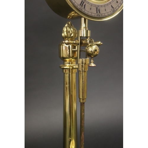 456 - Brass pedestal clock, has pendulum but no key, untested, approx 47cm H