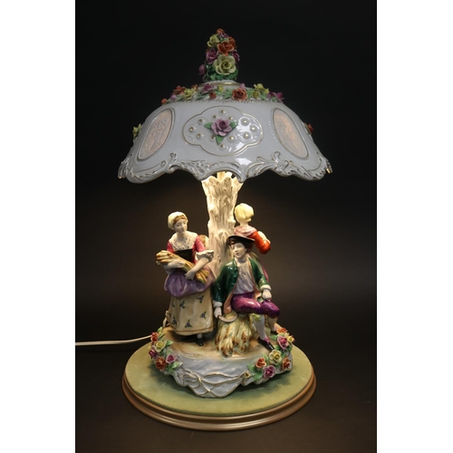 453 - Continental porcelain figural lamp, approx 60cm H