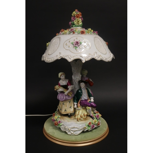 453 - Continental porcelain figural lamp, approx 60cm H