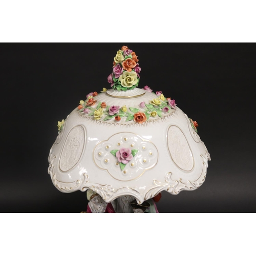 453 - Continental porcelain figural lamp, approx 60cm H