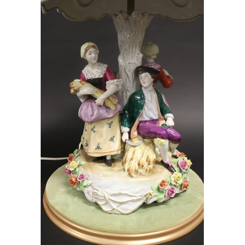 453 - Continental porcelain figural lamp, approx 60cm H