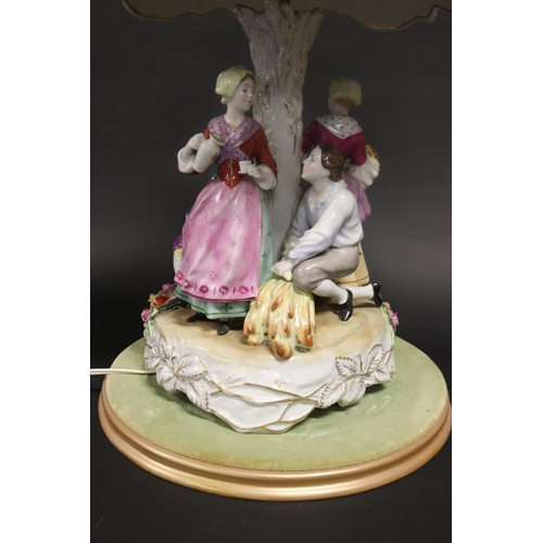 453 - Continental porcelain figural lamp, approx 60cm H