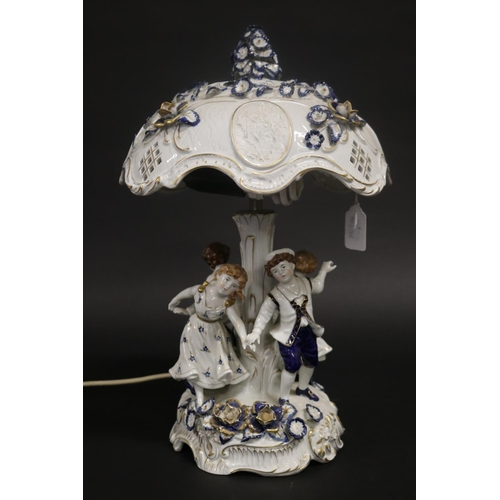 461 - Continental porcelain figural lamp, approx 42cm H