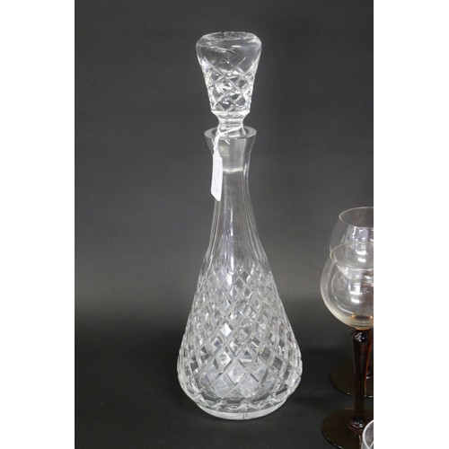 395 - Assortment of glass ware to include decanter, tray & glasses, approx 37cm H and shorter