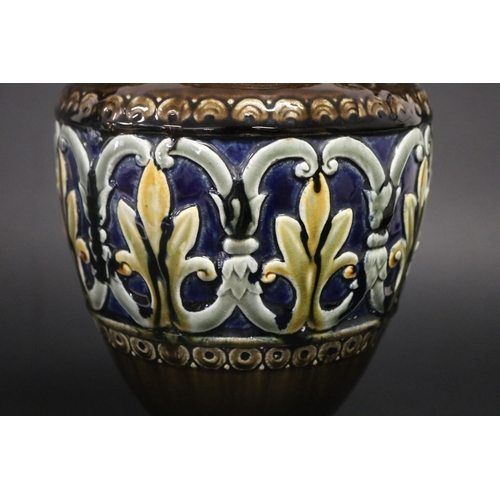 73 - Antique French Renaissance revival Hautin & Boulanger balustre form vase, with applied metal mounts ... 