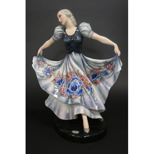 98 - Goldscheider Art Deco pottery figure of a female dancer by Claire Herczeg, marked to base, Model num... 