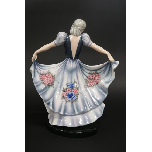 98 - Goldscheider Art Deco pottery figure of a female dancer by Claire Herczeg, marked to base, Model num... 